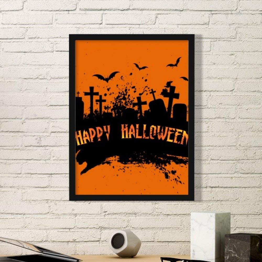 Cadre photo Halloween avec peinture d'horreur de cimetière noir