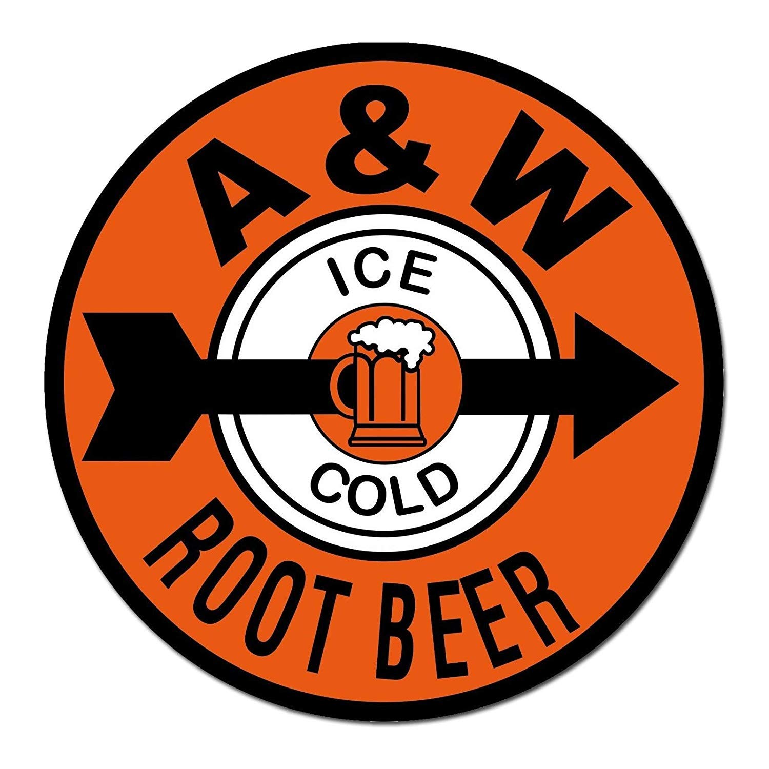 A & W Root Beer Tin Sign Metal Sign Metal Decor Wall Sign Wall Poster Wall Decor Door Plaque Tin Sign 7.8X11.8 Inch