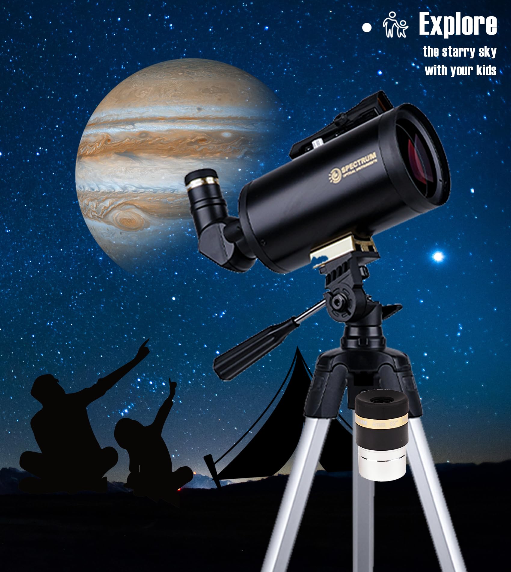 SpectrumOI Telescope for Kids, Telescope for Adults Astronomy Gifts, Telescopio Professional - Premium Maksutov Telescope for Astronomical Exploration with Carry Bag and Phone Holder