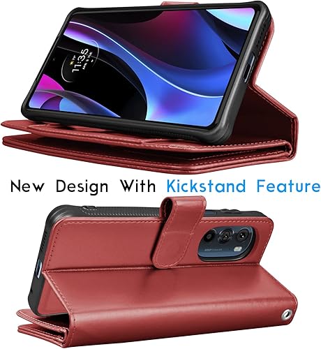 Miniatura 4 de Tekcoo Funda tipo cartera para Motorola Edge+ 2022 Moto Edge Plus 5G UW 2022 Edge 30 Pro X30 XT2201 Funda de piel sintética para tarjetas de