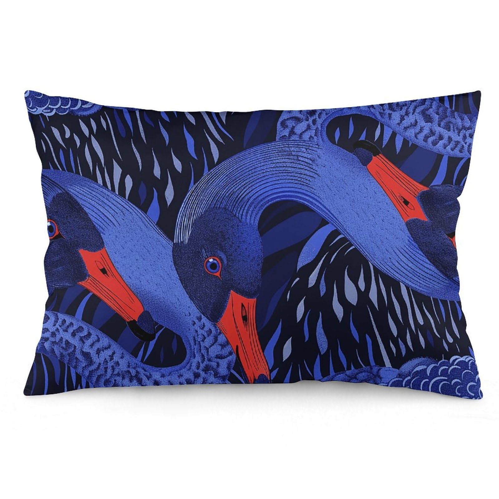 NTVOWPZO 2 Pack Decoration Throw Pillow Covers 12 "x20 Pillowcases Covers Blue Swan Pattern Pillowcases Modern Farmhouse Home Decor Sofa Cushions Covers for Couch Bed Living Room