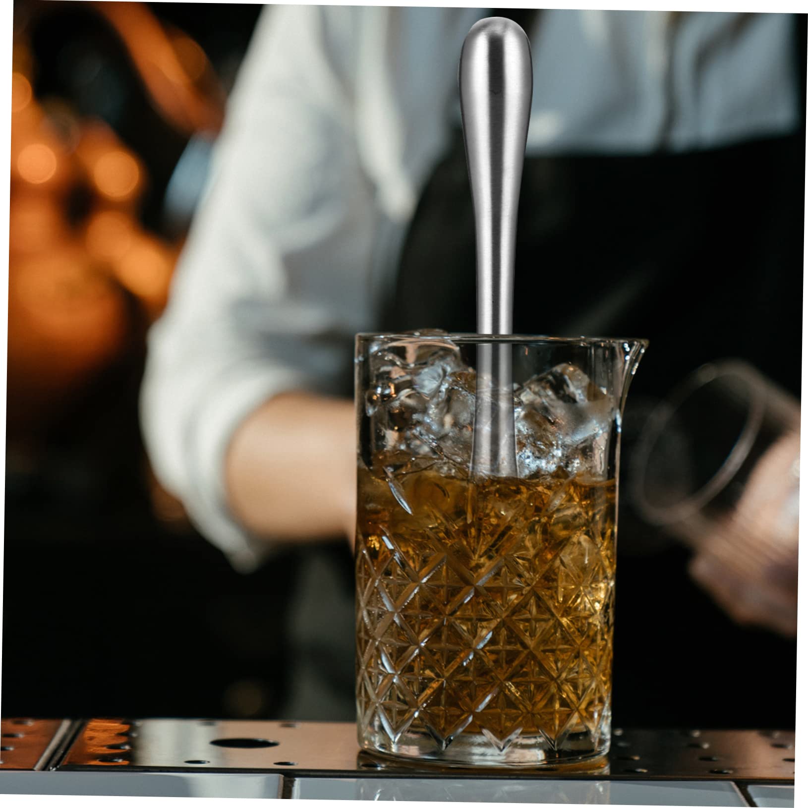 COLLBATH Cocktail Stirring Stick Ice Muddler Stainless Steel Bar Popsicle Sticks Easy to Use Ice Crusher