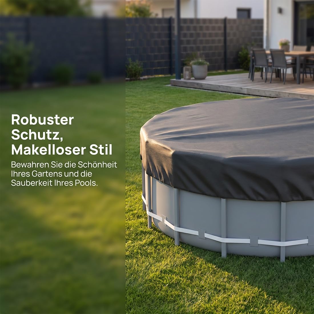 Copertura Impermeabile Piscine Fuori Terra, Rivestimento Piscine Rotonde | Impermeabile E Resistente All'abrasione, Presa Sicura In Condizioni Di Vento, Protezione Che Dura Tutto L'anno(305cm)
