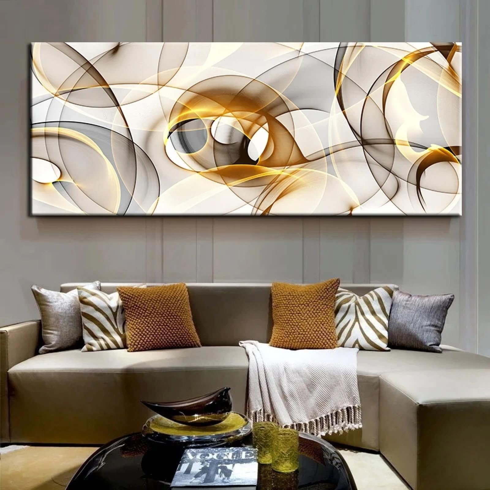 Nordische Wandkunst Blau-gelb – Abstraktes Leinwandbild 60x80 Cm, Rahmenlos, Für Wohnzimmer & Büro