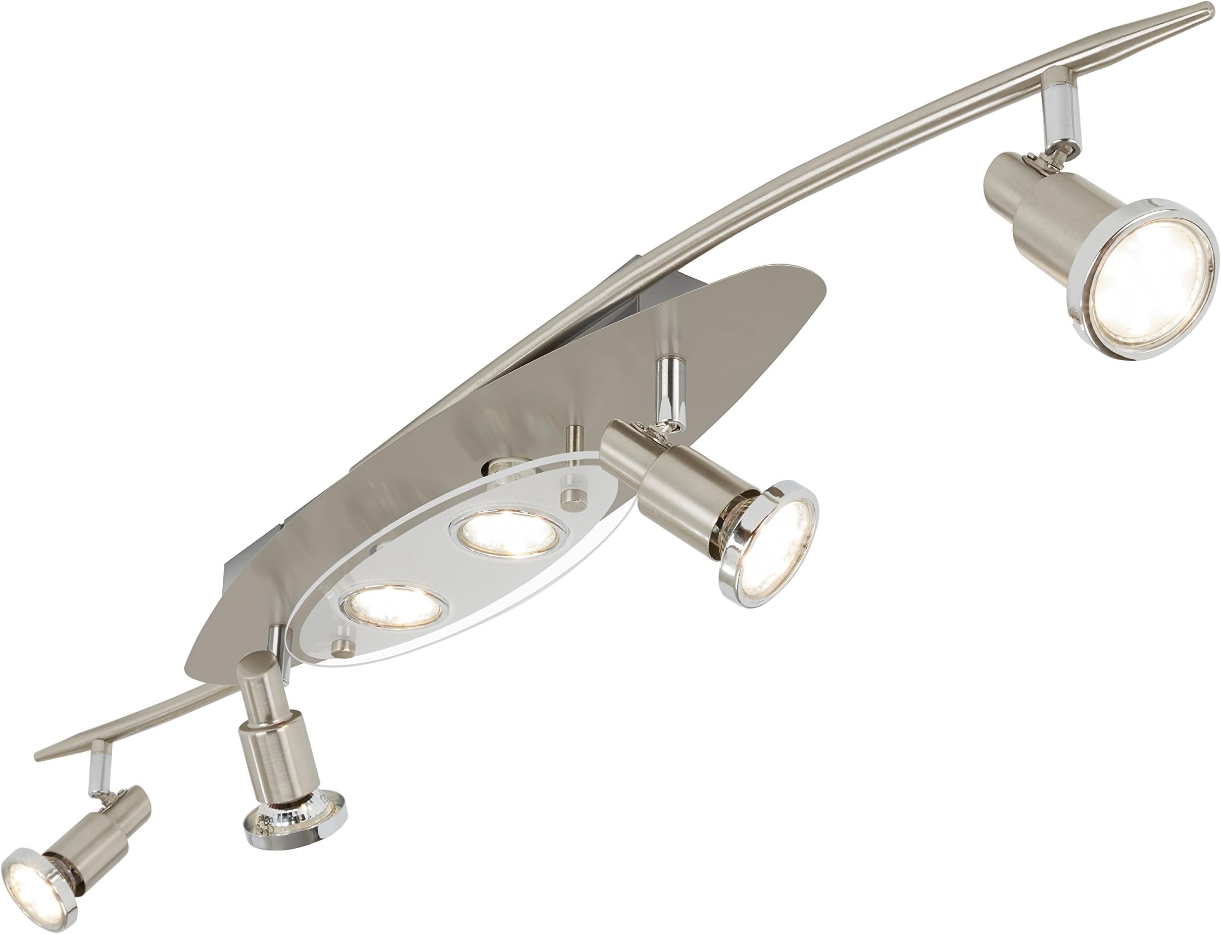 Briloner Leuchten LED ceiling light rotatable & pivotable spotlights modern ceiling lamp, matt-nickel, 6 x GU10 3 W, IP20, lenth: 92 cm