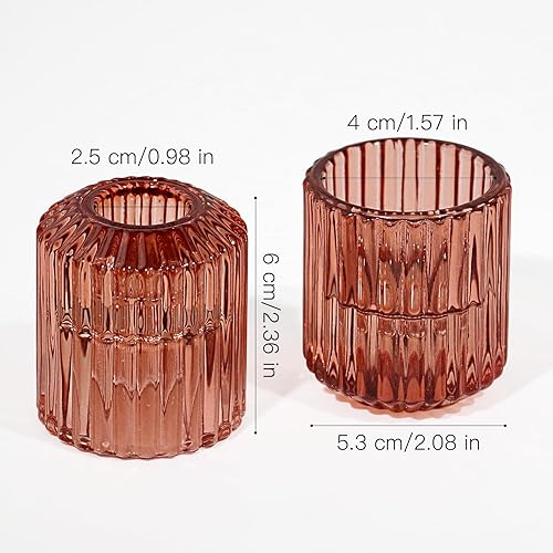 Miniatura 9 de Vixdonos Juego de 6 portavelas votivas de vidrio acanalado a granel para centros de mesa, fiestas, bodas y decoración del hogar