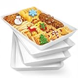 WOWBOX 4 pcs Serving Tray for Entertaining, Grilling BBQ Accessories, Serving Platters for Snacks, Fruit, Reusable Plastic Trays for Serving Food and Pantry Organization in Kitchen & for Parties