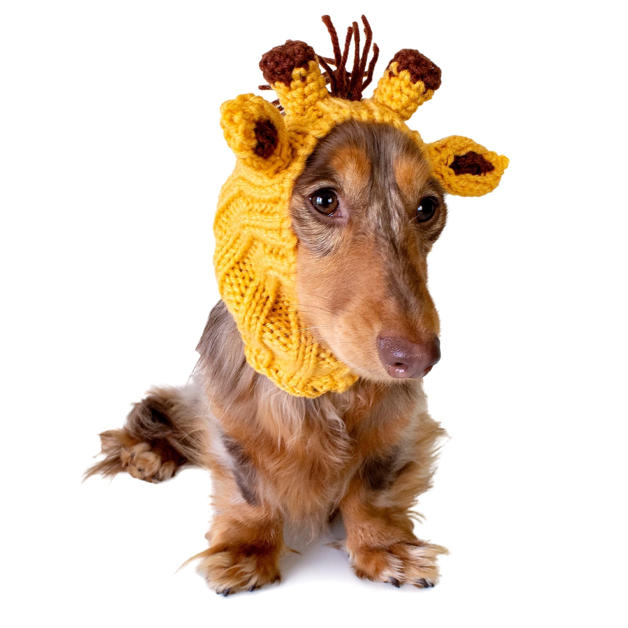 Zoo Snoods Giraffe Costume - Knit Dog Snood Ear Wrap for Pets, Warm Neck Cover for Halloween and Winter (Small)