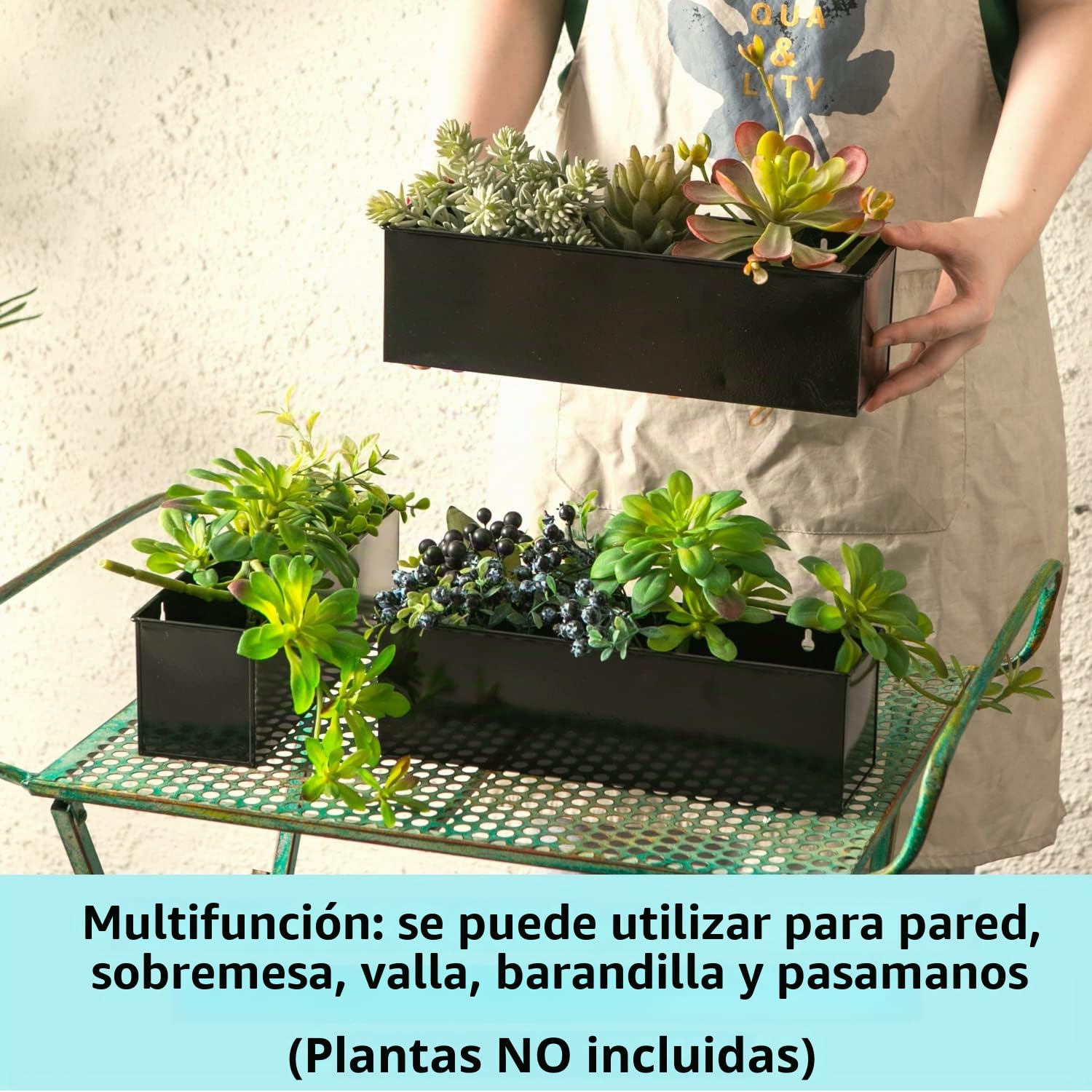 Maceta de Pared – Paquete de 3 macetas Grandes de 12 Pulgadas de Montaje en Pared para suculentas Negras, barandillas, Estante Flotante Minimalista para Interiores y Exteriores