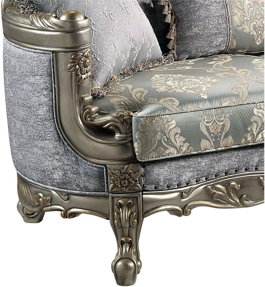 Miliani Gray Tufted Fabric Loveseat with Nailhead Trim