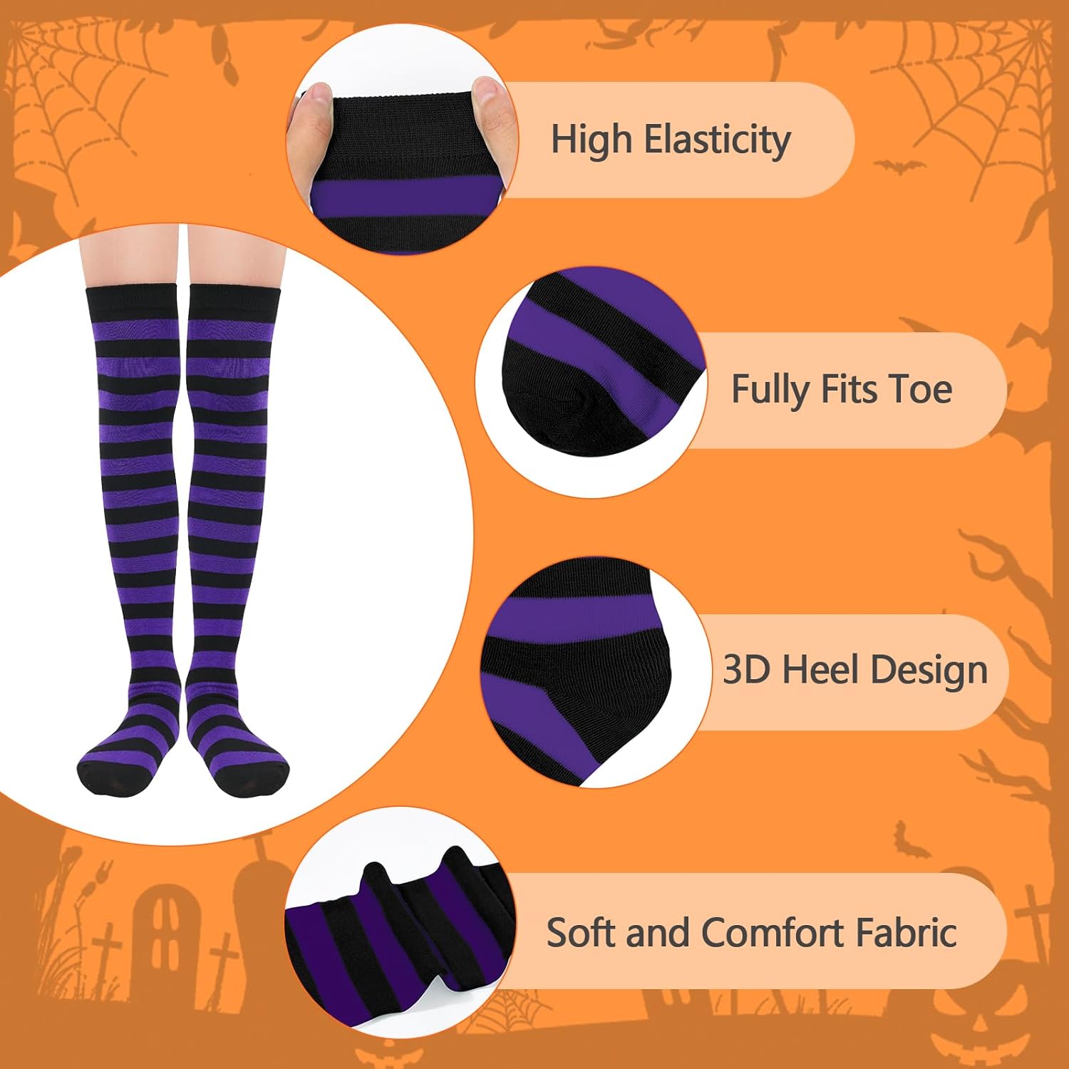 American Trends Striped Knee High Socks for Women Thigh High Socks Long Leg Warmers - Image 5