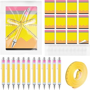 12 Pack Teacher Appreciation Gifts Include 12 Glitter Teacher Appreciation Ballpoint Pens 12 Teacher Sticky Notes 15 ft Ribbon for Teachers Day Birthday Holiday