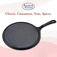 Vista 4 de Alpine Cuisine Plancha plana y comal de hierro fundido de 10 pulgadas Presazonada con mango duradero Utensilios de cocina de calefacción