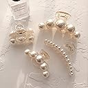 Hair Clips for Women, Large Pearl Hair Claw Clip Set Strong Hold No Slip, Banana Jaw Clip Barrettes, Hair Accessories Birthday Wedding Mothday’s Day Gift for Girl Wife Styling Thick Thin (4 PCS)