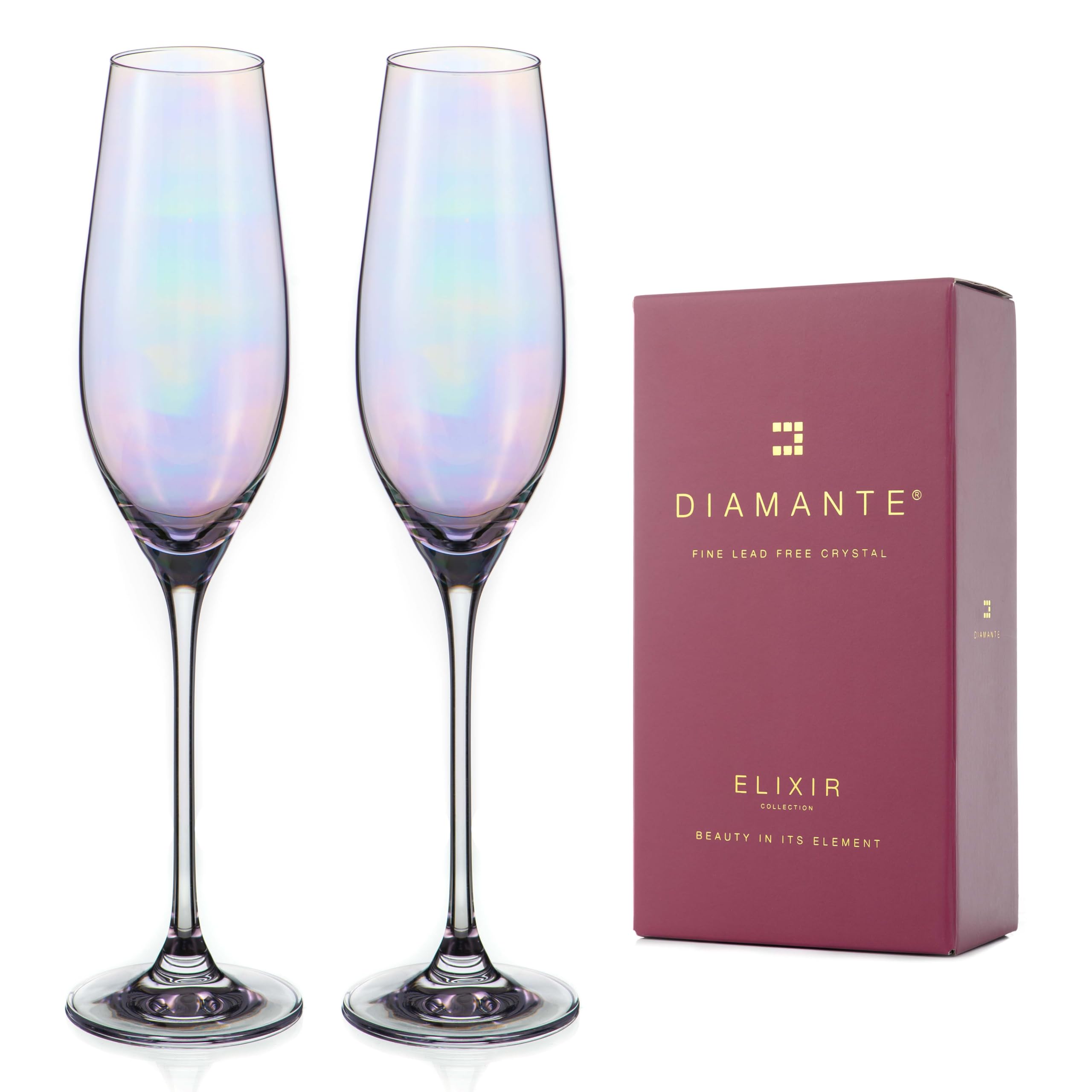 Copas de champán DIAMANTE colección iridiscente con brillo holográfico exclusivo