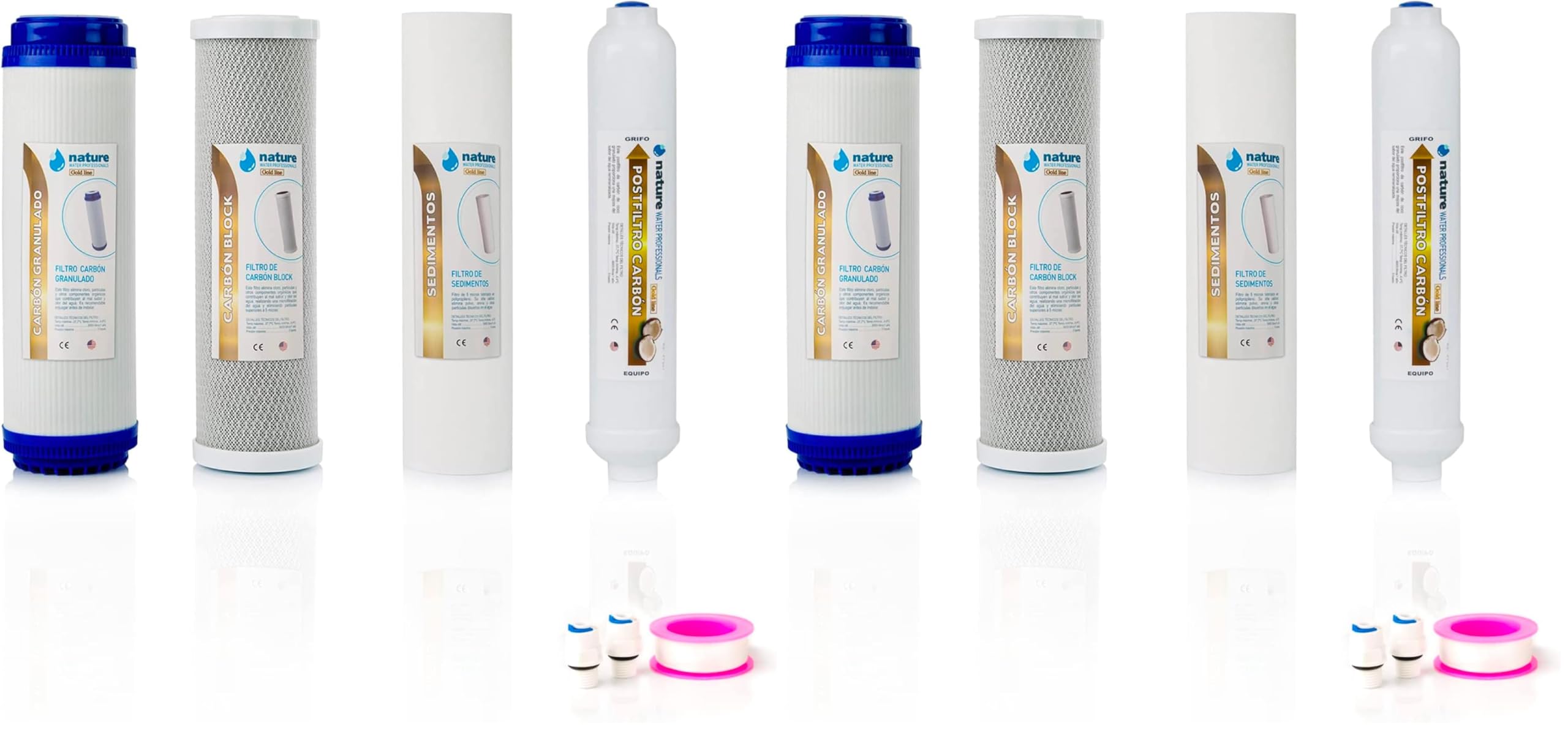 Kit de filtros universales para osmosis inversa con teflón y conectores incluidos, Pack de 2