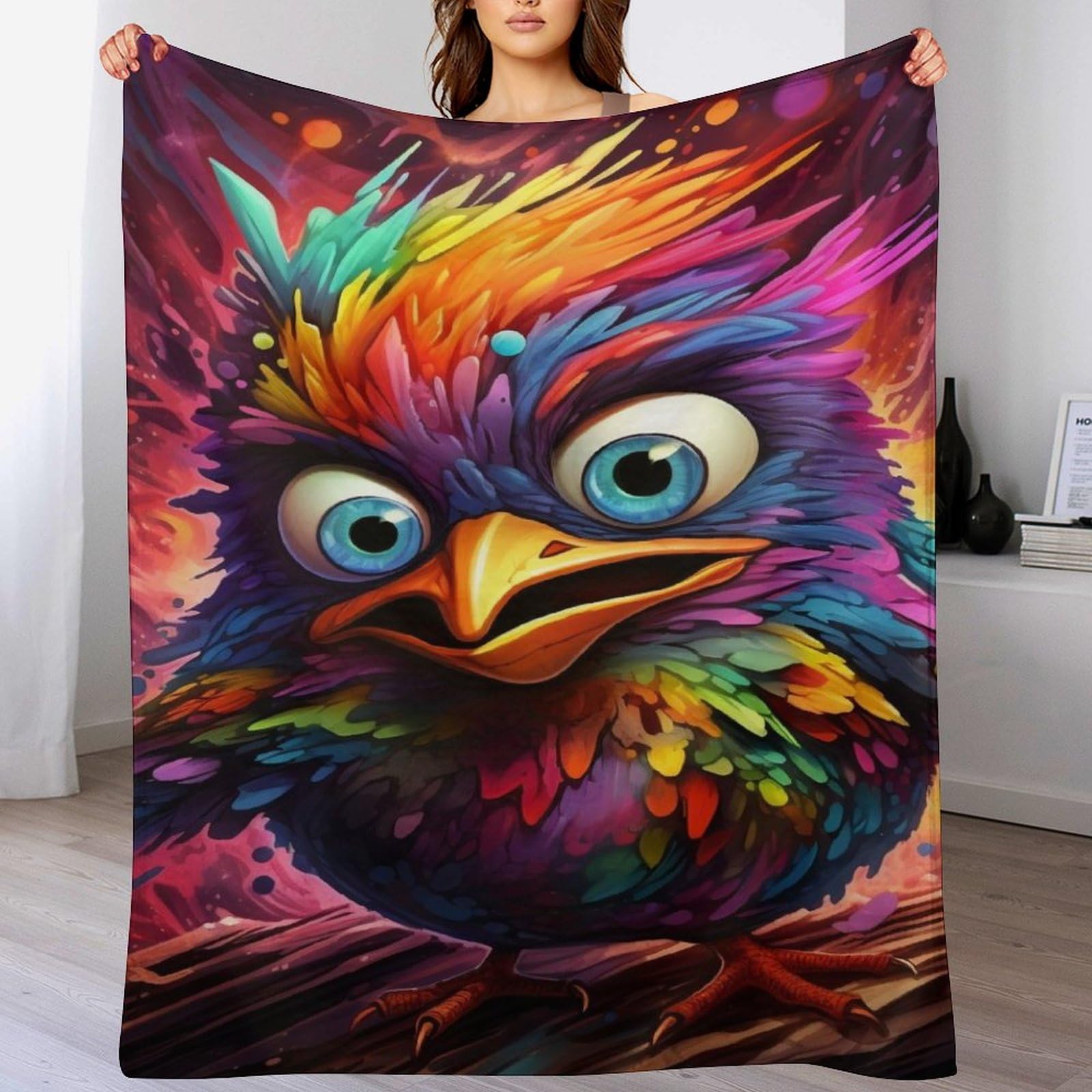 Couvre-lit en polaire de flannel haut de gamme motif poussin 3D de 130×180cm