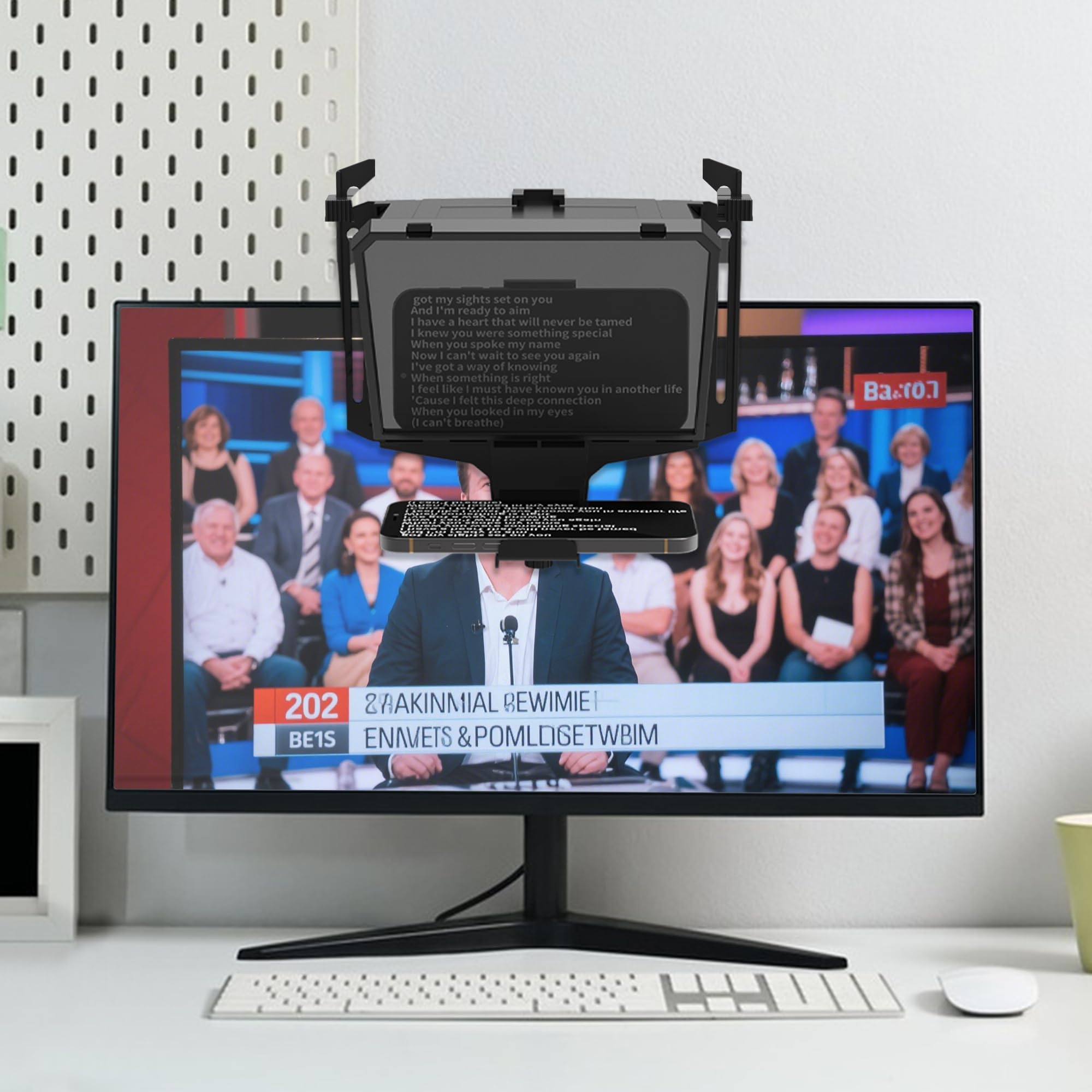 Tragbarer Teleprompter 7,7 Zoll 3-in-1 Handheld Desktop Monitor HD 70/30 Beam Splitter Glas Fernbedienung kompatibel iOS Android