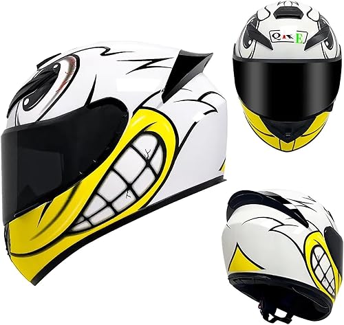 Miniatura 7 de Casco de motocicleta de carreras de motocross, casco de cara completa con visera interna tintada y aprobado por DOT para ciclomotor, ATV, Cruiser