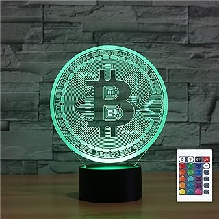 Bitcoin Veilleuse illusion 3D tactile lampe de bureau avec télécommande 16 couleurs optique USB LED veilleuse pour enfants cadeau décoration de chambre