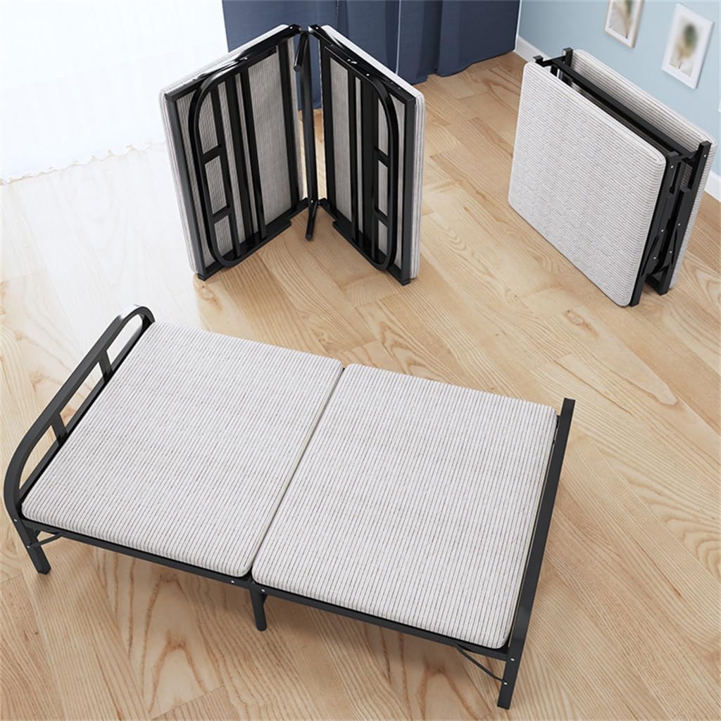 Folding Bed Single Person Home Office Lunch Break Rental Room Nap Portable Bed Adult Hardboard Iron Beds(80cm)