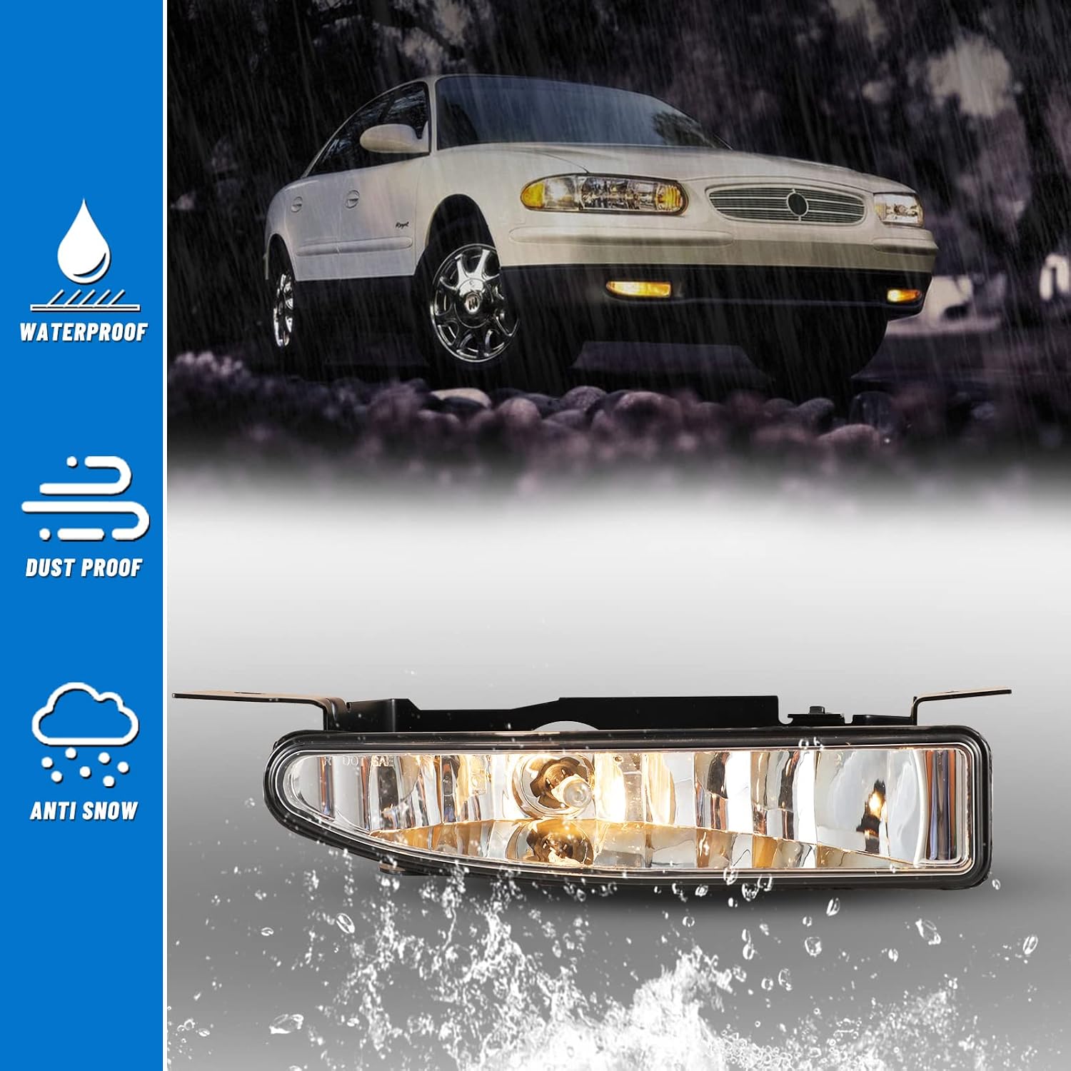 Fog Lights compatible for Buick Regal 1997 1998 1999 2000 2001 2002 2003 2004 2005 Driver Passenger Replacement Lamps Assembly