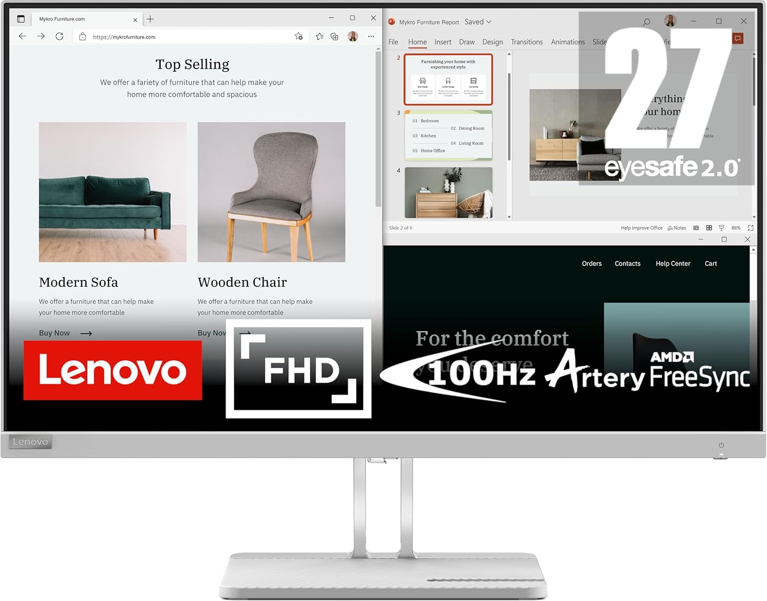 Lenovo L27e-40 27 inch PC Monitor | FHD, 1080p, 100Hz, 4ms, VA panel, HDMI, VGA Lenovo L27e-40 27 inch PC Monitor | FHD, 1080p, 100Hz, 4ms, VA panel, HDMI, VGA