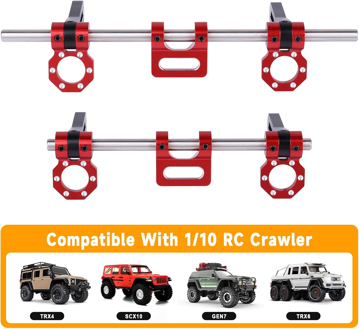 Aluminum 1/10 Bumper Mount Front & Rear with Trailer Tow Shackles for Traxxas TRX4 TRX6 Axial SCX10 II III Gen8 RC Crawler Car