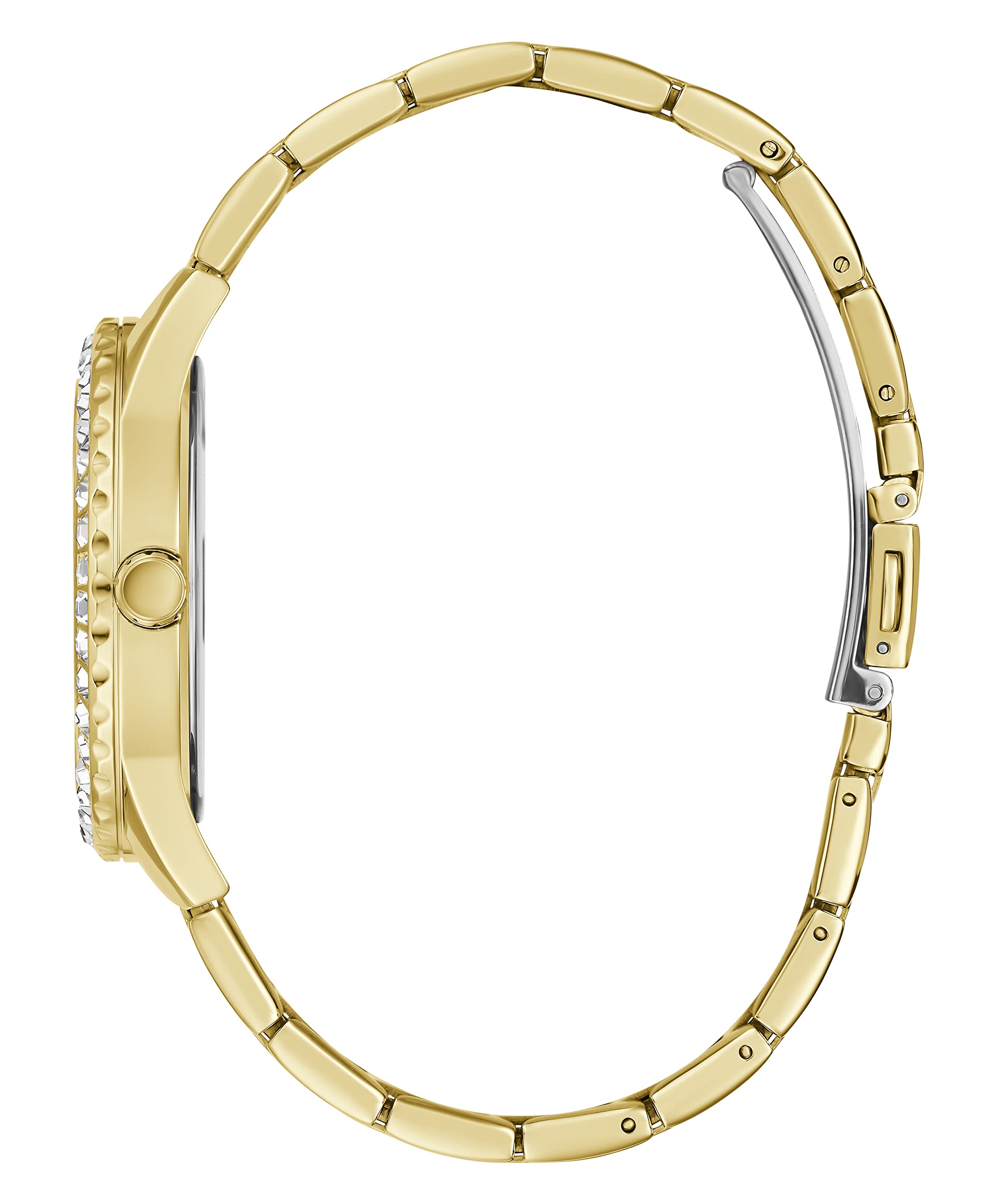 GUESS Stainless Steel Glitter Burst Collection Analog Black Dial Women Watch-Gw0405L2, Gold Band (B09R8YNDBT) Amazon Price History, Amazon Price Tracker