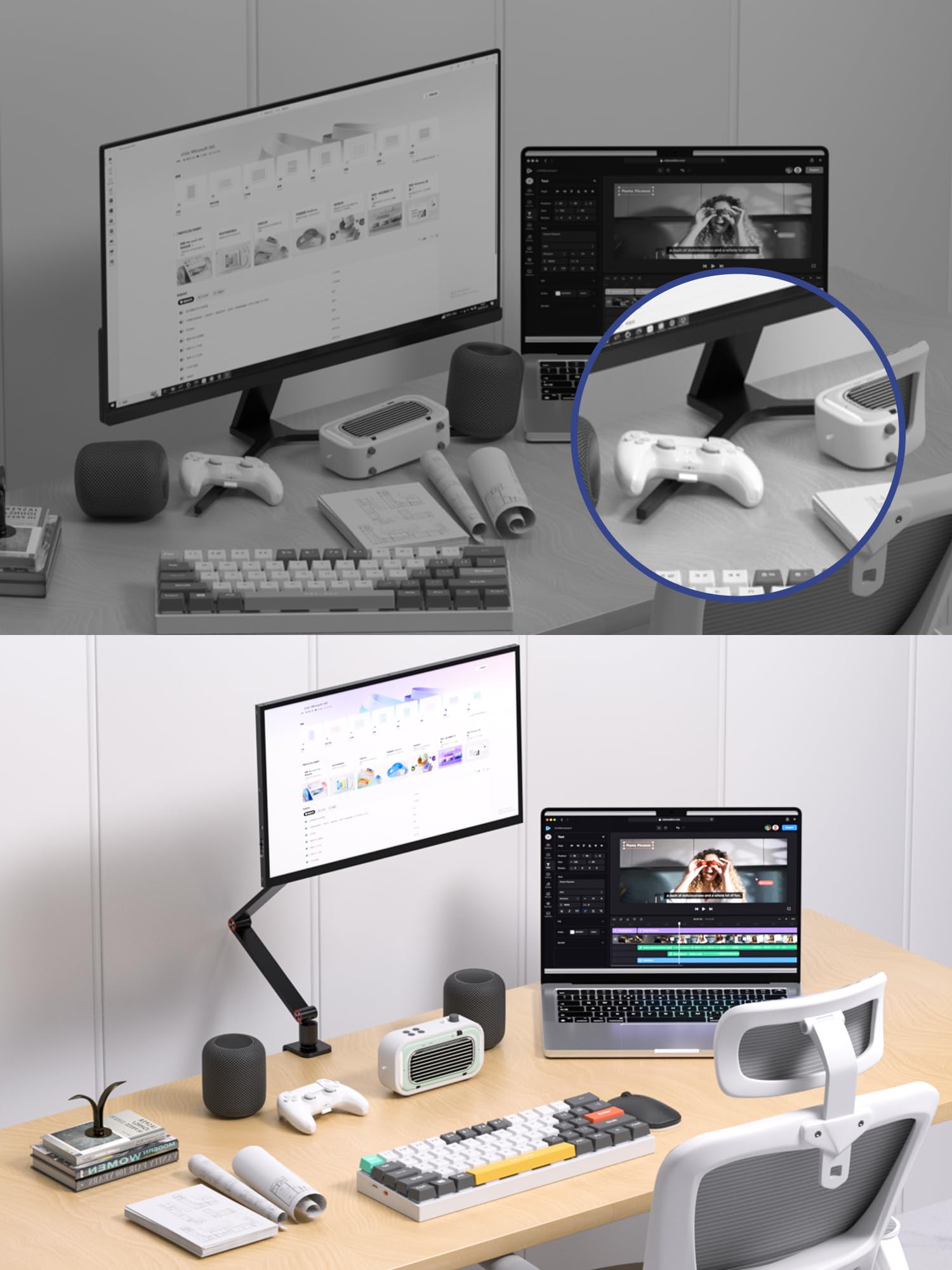 thumbnail: Magnetische Draagbare Monitor Arm Houder - 360° Draaibaar Voor 4,7-22 Inch | VESA 75mm