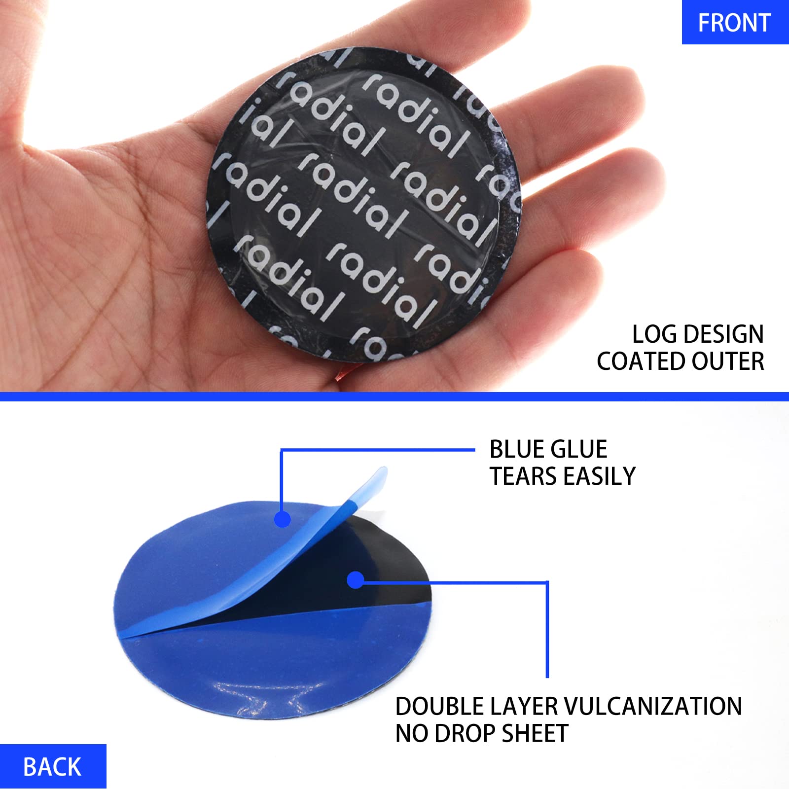 90PCS Tire Repair Patch Kit - 32mm 42mm 58mm Round Patches For Bike, Motorcycle, Car, Truck