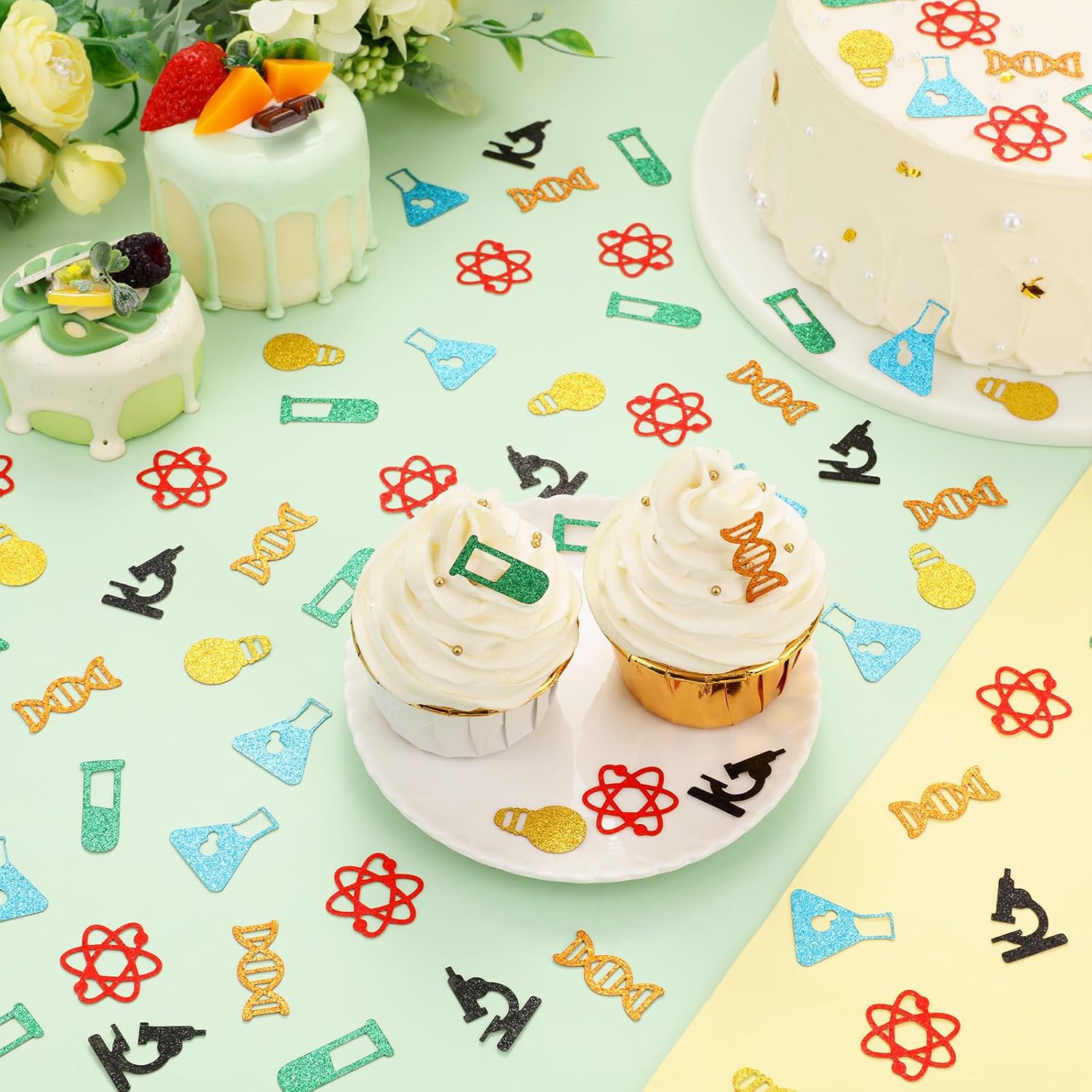 200pcs Science Confetti Birthday Party Decorations for Boys Girls, Scientist Slime and Fun Theme Happy Birthday Celebration Party Supplies Paper Confetti Table Home Decor image 4