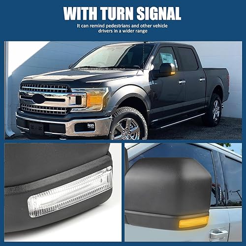 Miniatura 5 de Conjunto de espejo retrovisor lateral del conductor, compatible con Ford F-150 2015-2020, vidrio eléctrico ajustable y calentado, señal de giro,