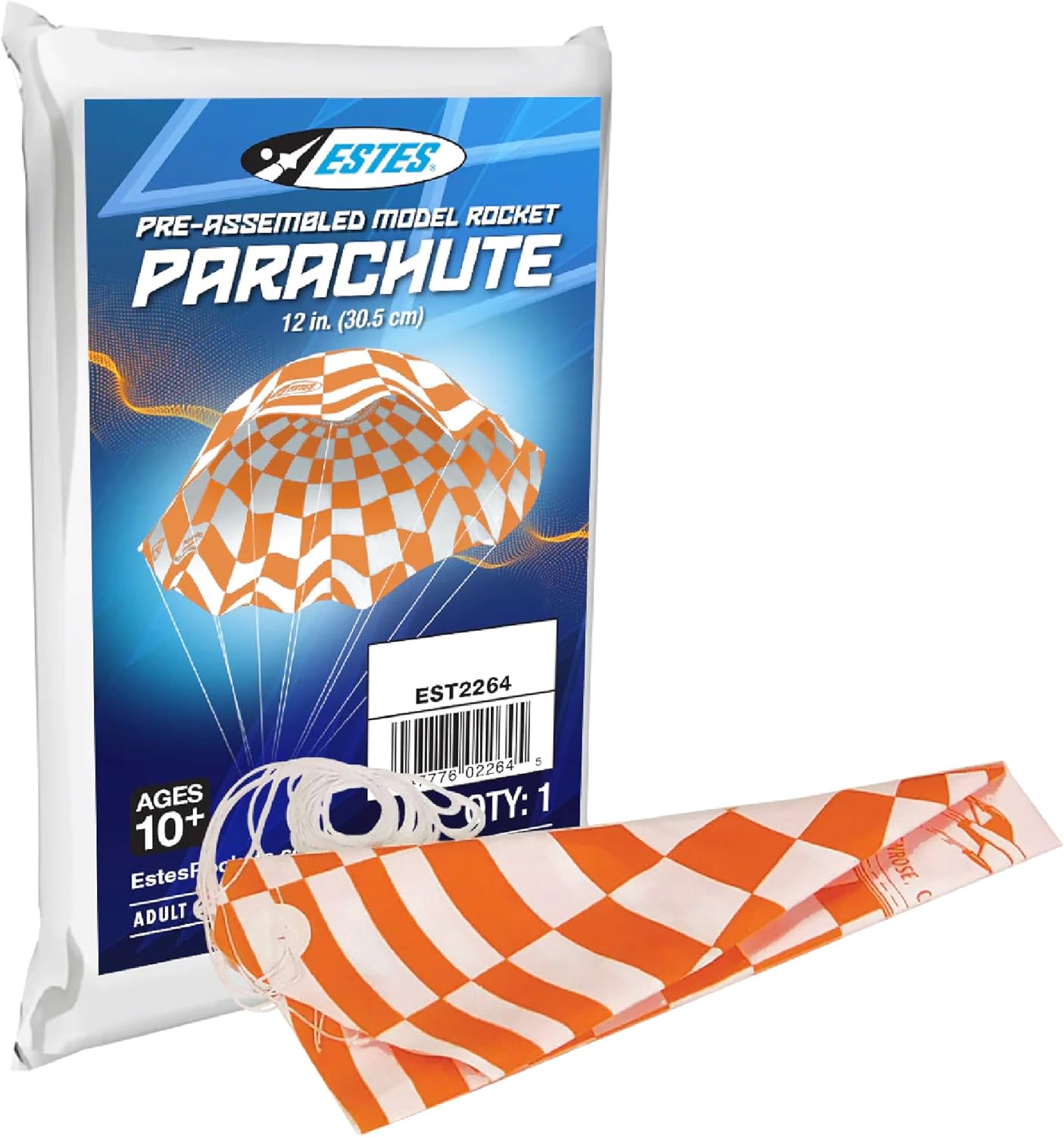 Estes 2264 12-Inch Printed Parachute for Model Rockets - Durable Recovery Accessory, Safe Landings for Ages 10+