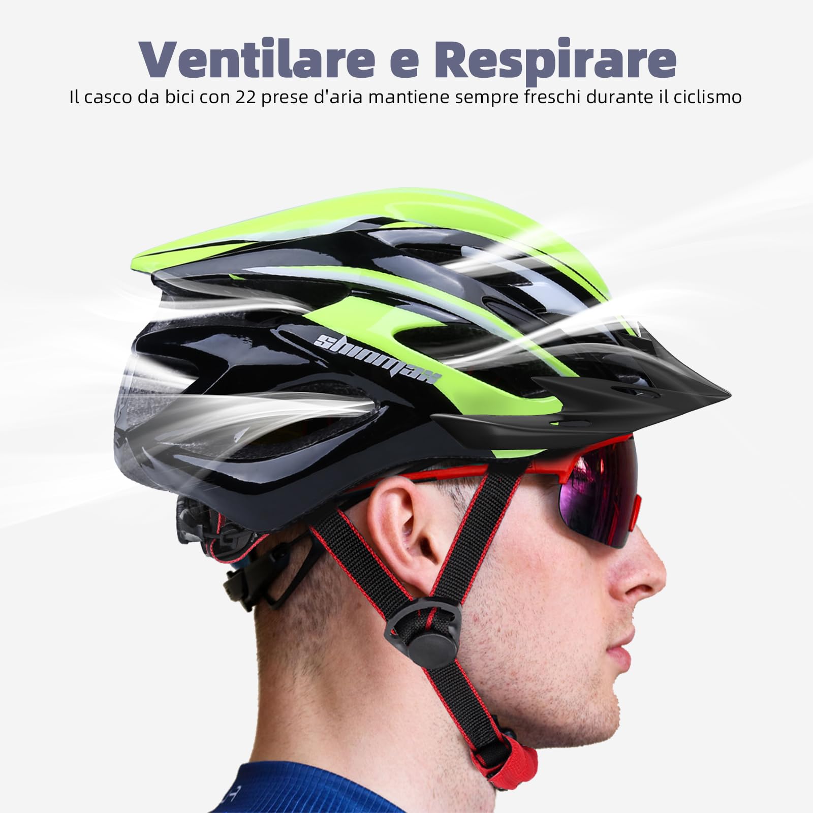 Casco Bici Uomo Corsa Casco Da Bici Con Visiera E Luci