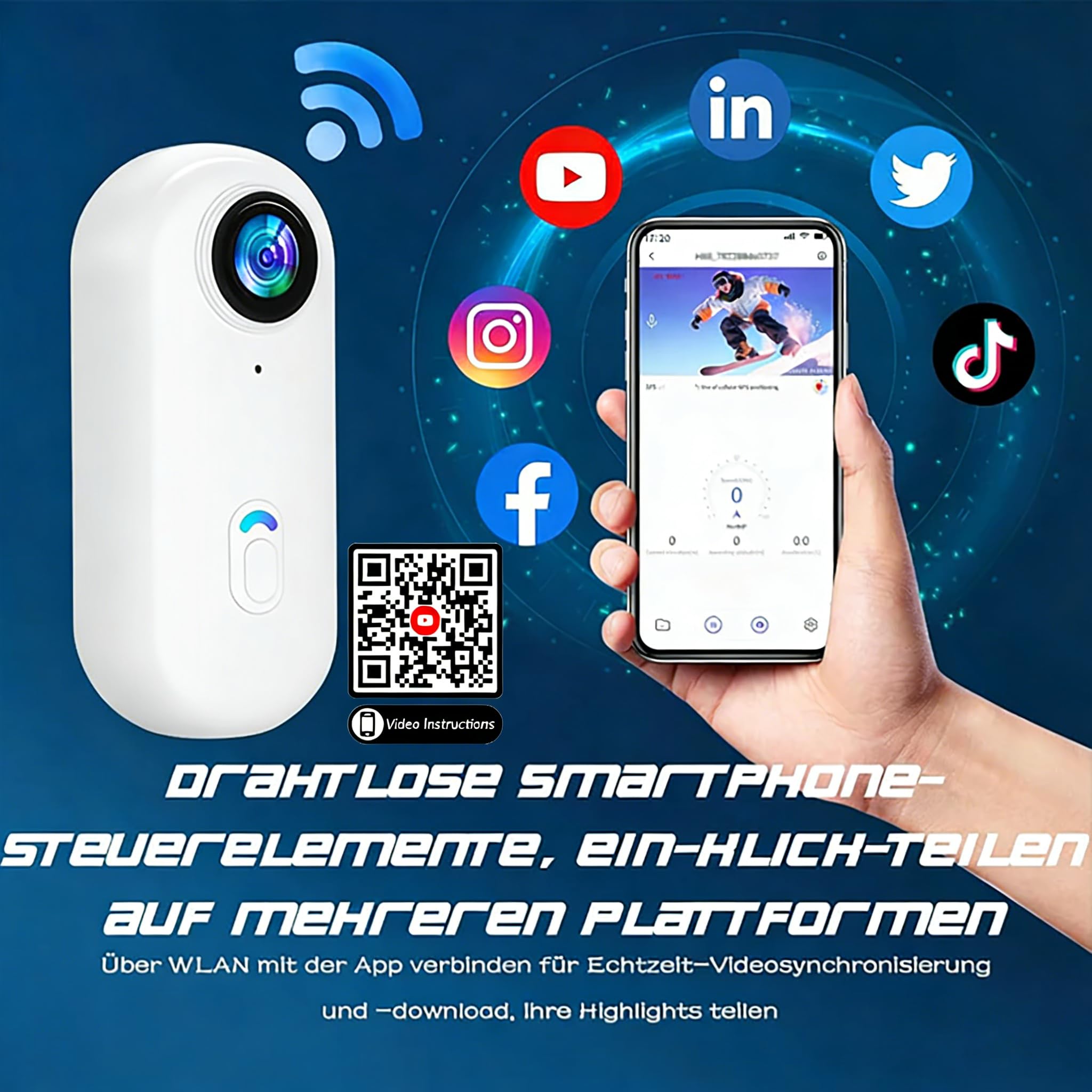 4K Action Cam Mini Bodycam WLAN mit App, Magnetische Mini Körperkamera, 360° Drehclip, POV Kopfkamera, Tragbare Wearable Sportkamera, Wasserdicht Helmkamera Motorrad Fahrrad für Vlog Haustiere Weiß