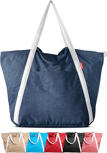 Bodysurf Packable Beach Bag with Zipper, Travel Beach Bags Waterproof Sandproof, Lightweight Beach Bags, Tote Bag, Pool Bag