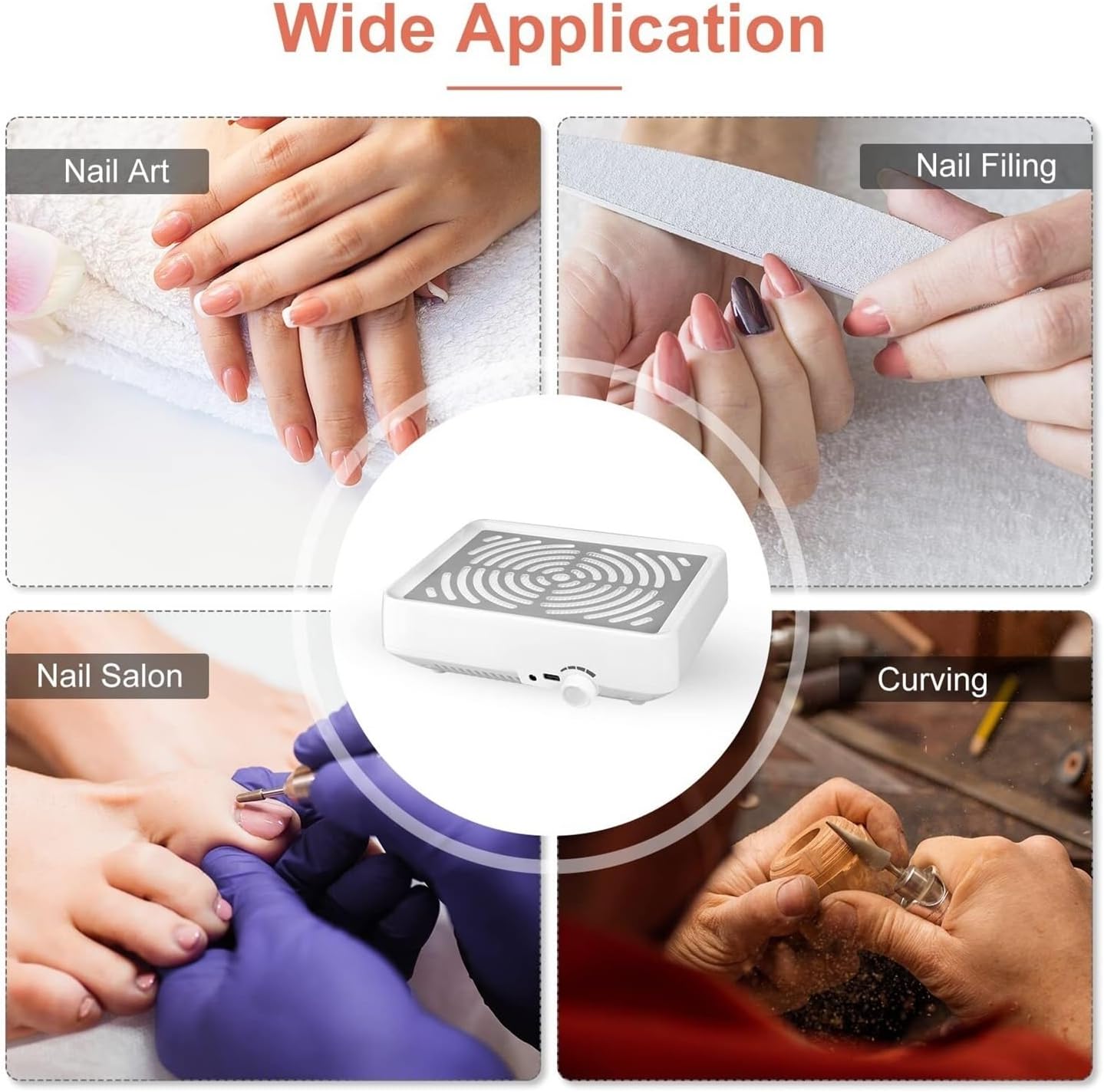 Nail Dust Collector, Nail Dust Collector Super Quiet Dust Collector Machine Reusable Filter & Powerful Nail Vacuum Cleaner Nails Low Noise,Manicure Dust Collector