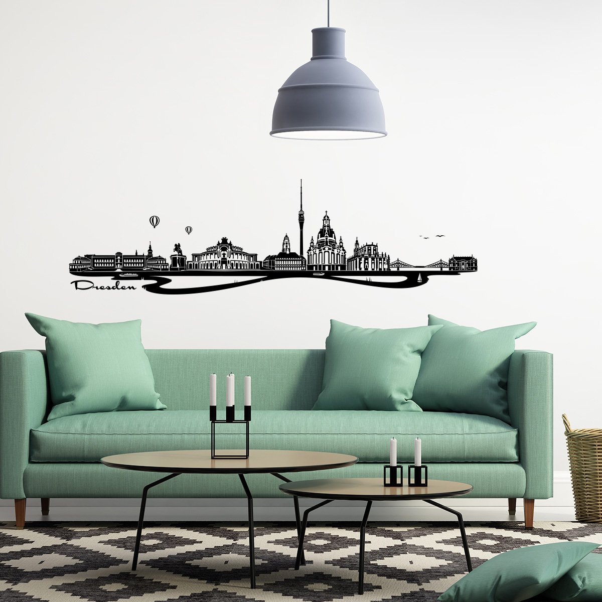 WANDKINGS Wandtattoo „Skyline Aachen“ 80x17 Cm Schwarz – Mit Sehenswürdigkeiten, Selbstklebend