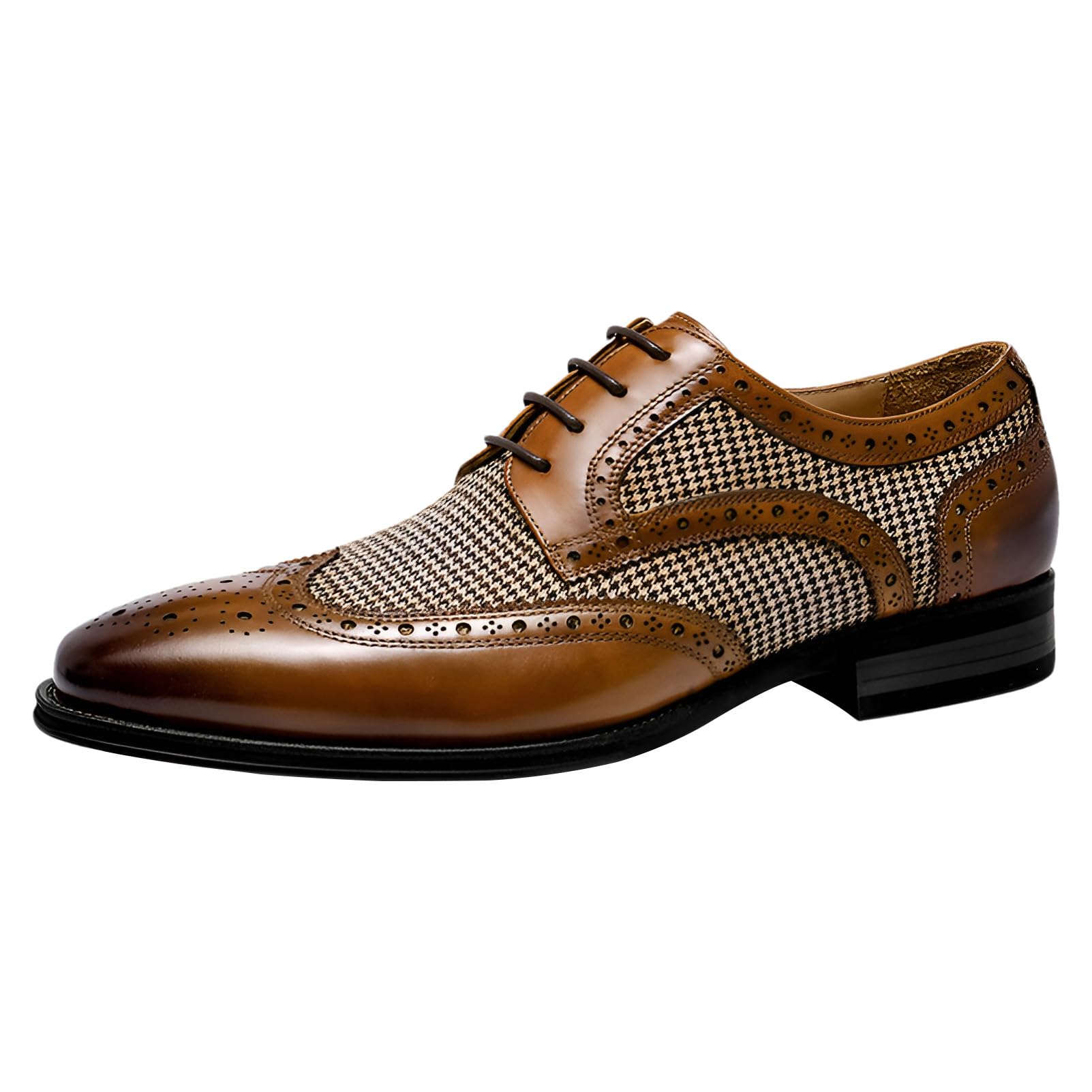ANUFER Hombre Guapo Bloque de Color Zapatos de Vestir con Cordones Piel Sintética Brogues
