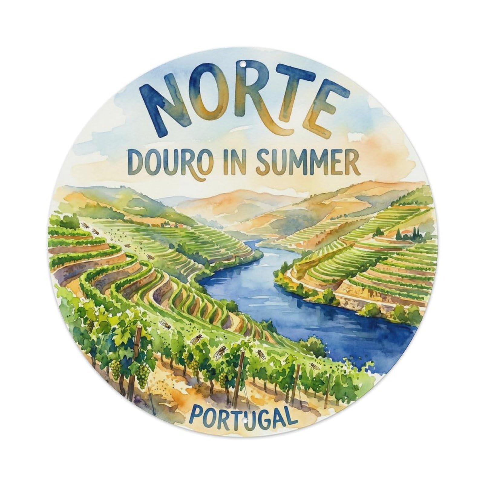 Olhnbad 08X08inch Style Classic Portugal Norte River Historic Travel Art Metal Tin Sign