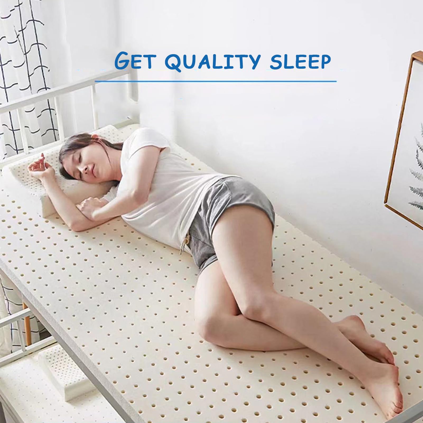 Topper de látex natural firme de 2/3/4/6 pulgadas, apoyo de espuma viscoelástica de 80 x 220 cm, ideal para mayor comodidad y alivio de presión