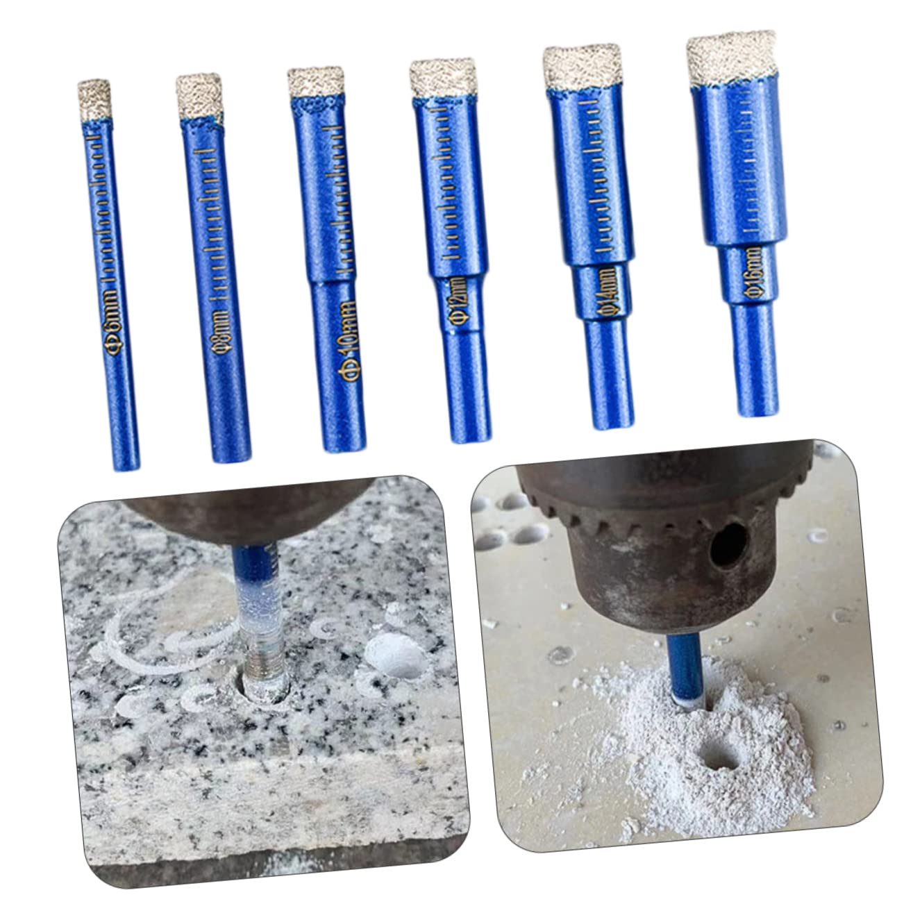 UKCOCO 6Pc Tile Drill Bit Glass Marble Granite Resistant Easy to Install Durable Compact for Efficient Performance
