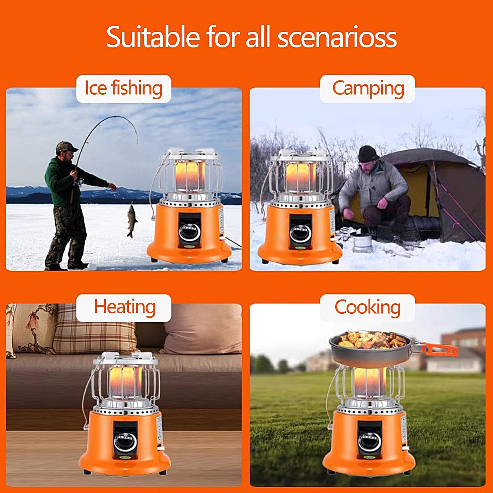 Riscaldatore da Esterno, 3600W ad Alta Potenza Stufa da Esterno Giardino, 3 Secondi di Calore Rapido, Riscaldatore a Gas per Campeggio Riscaldamento Cucina