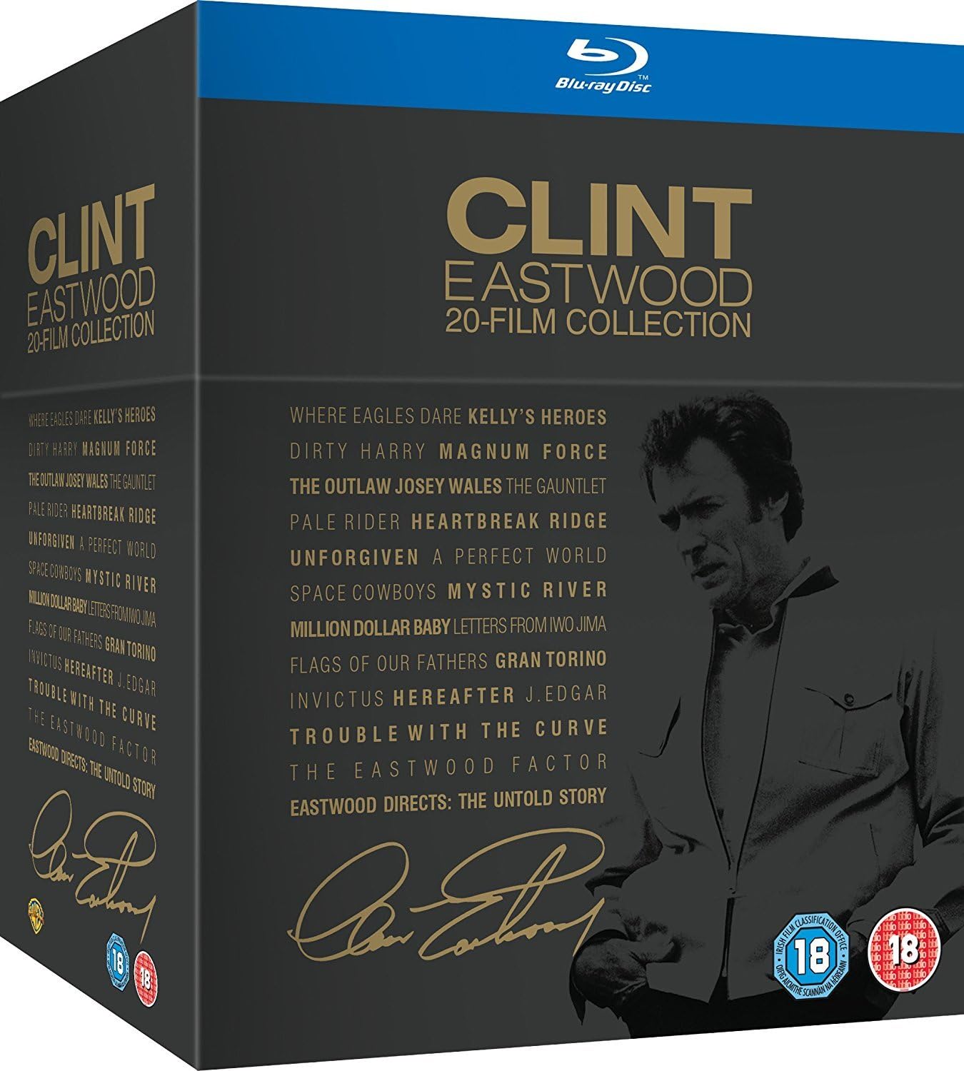 Clint Eastwood 20 Movies Collection: Where Eagles Dare + Kelly's Heroes + Dirty Harry + Magnum Force + The Outlaw Josey Wales + The Gauntlet + Pale Rider + Heartbreak Ridge + Unforgiven + A Perfect World + Space Cowboys + Mystic River + Million Dollar Baby + Letters From Iwo Jima + Flags of Our Fathers + Gran Torino + Invictus + Hereafter (Uncut | Region Free Blu-ray | Hardbound Slipcase | UK Import)