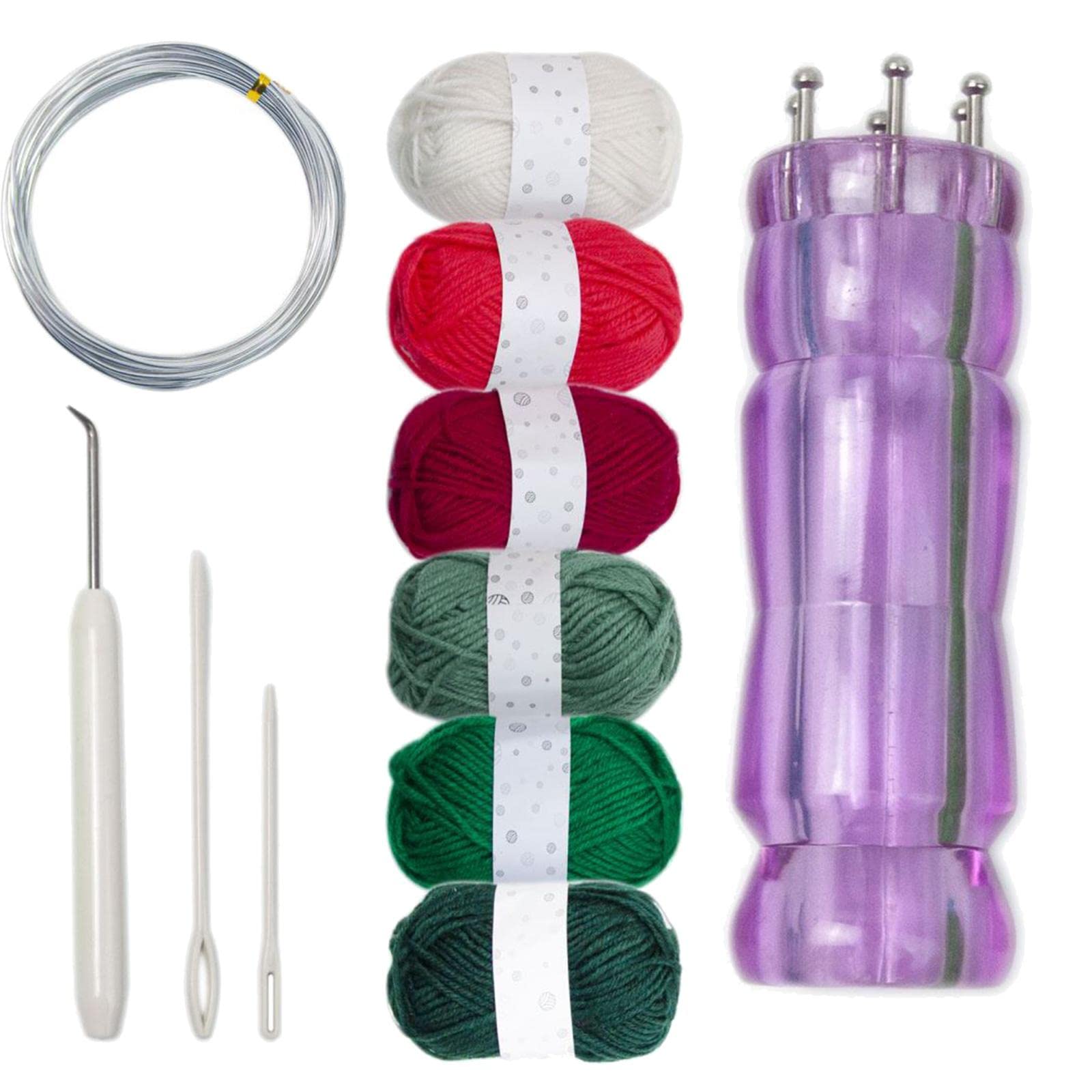 Colaxi Knit Spool Loom Set Mini Knitting Machine with Pull Needle Crochet Hook Easily Weaver Knitting Tool DIY Household for Bracelets Yarn Wool Rope, Purple 6 Color