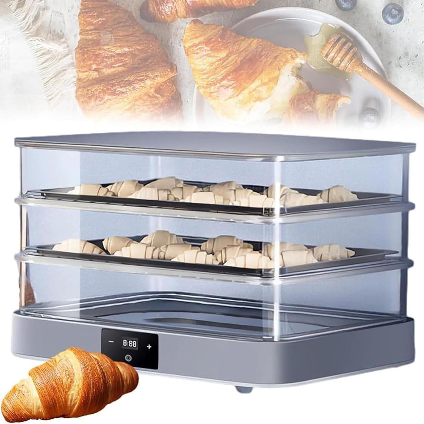 Macchina elettrica per la lievitazione dell'impasto del Pane | Vaschetta rimovibile da 40 L con temperatura e timer regolabili; controllo automatico dell'umidità