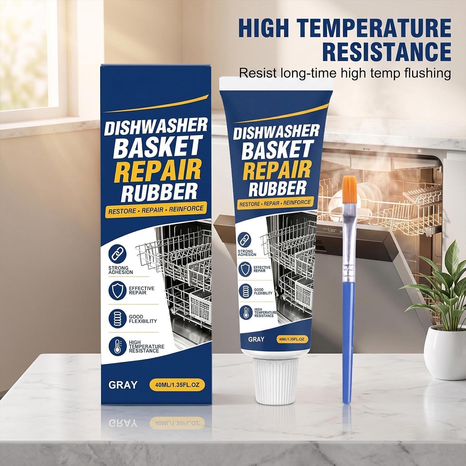 Dishwasher Rack Repair Coating, Waterproof Flexible Liquid with Brush Daily