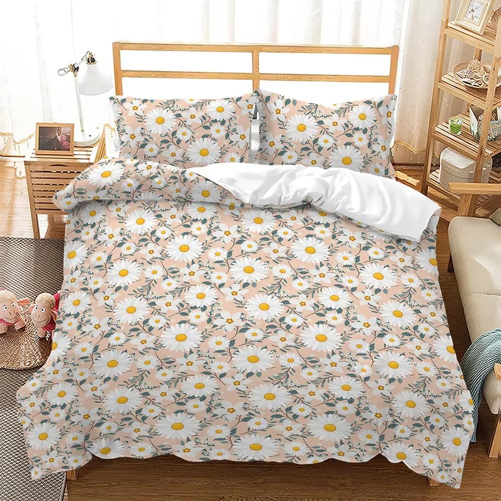 Housse de couette motif floral parure de lit king size microfibre 180x210