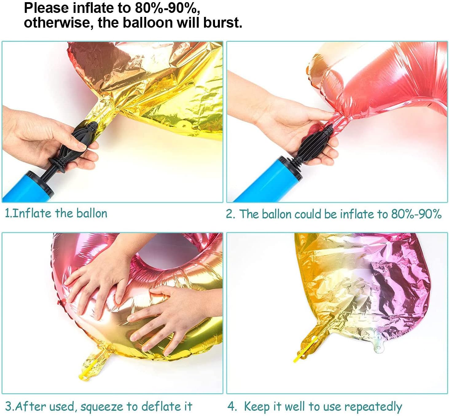 ANCLLO 32 Inch Number Balloons Foil Ballon Rainbow Gradient Digit Ball Colorful Wedding Birthday Party Decoration-Number 5 - Image 4